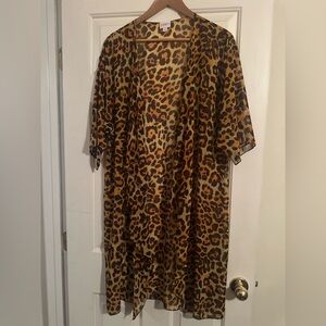 LuLaRoe Leopard Print Kimono Top - Brown and Black
